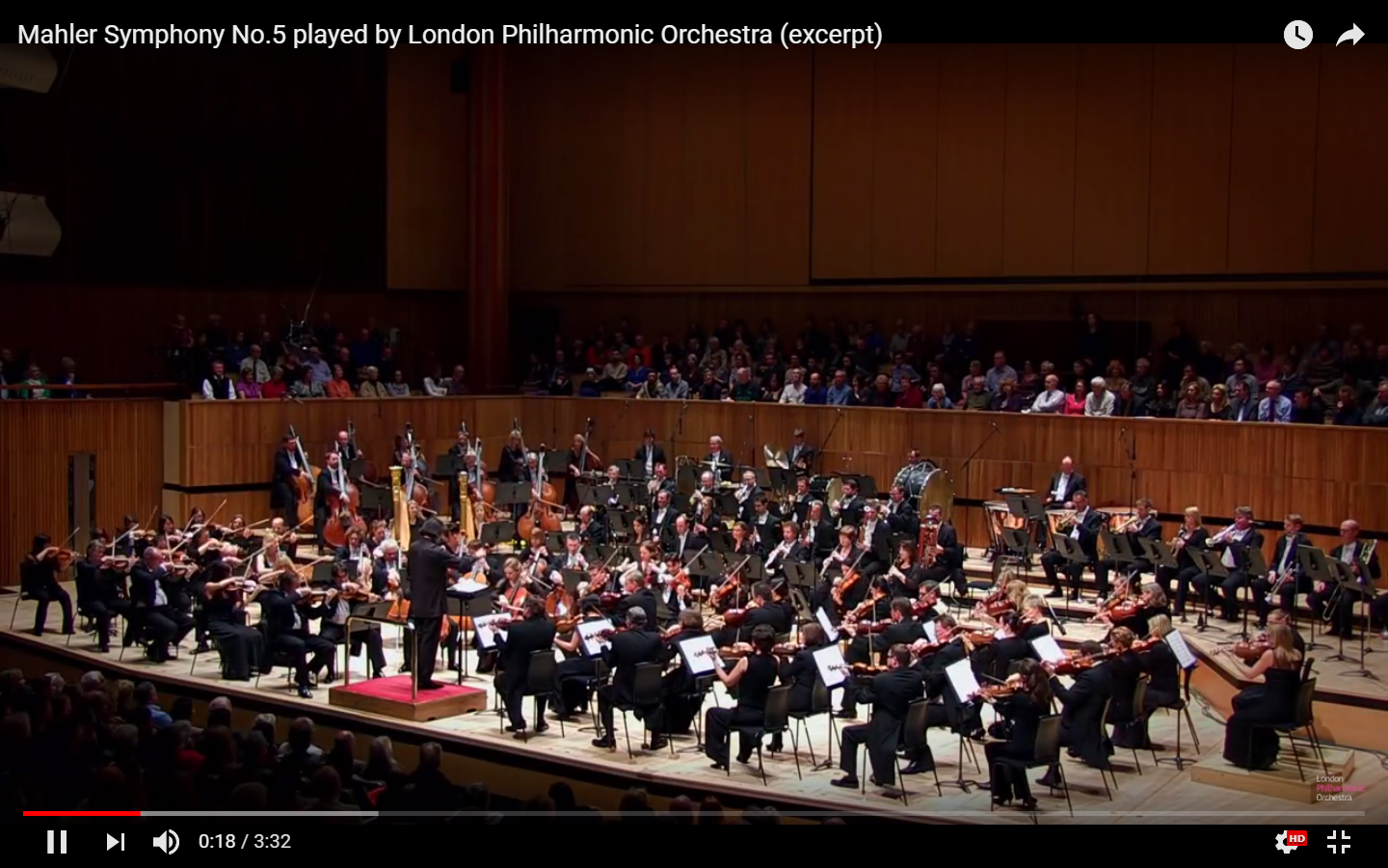Screenshot from LPO's video 'Mahler Symphony No.5'