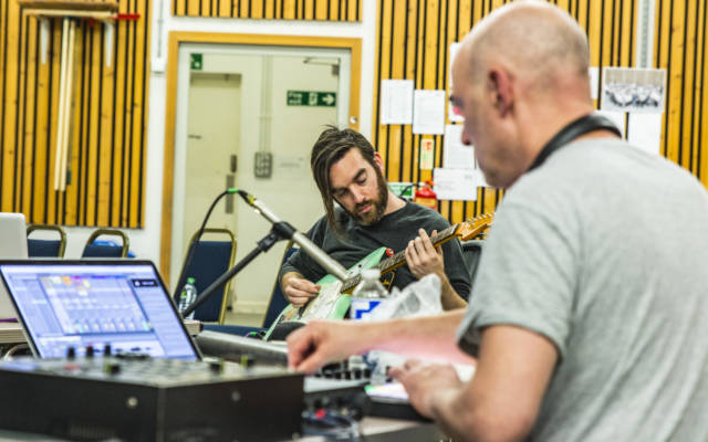 Matt Calvert and Jan Bang in rehearsals for their new soundtrack for Battleship Potemkin, Opera North, September 2017
