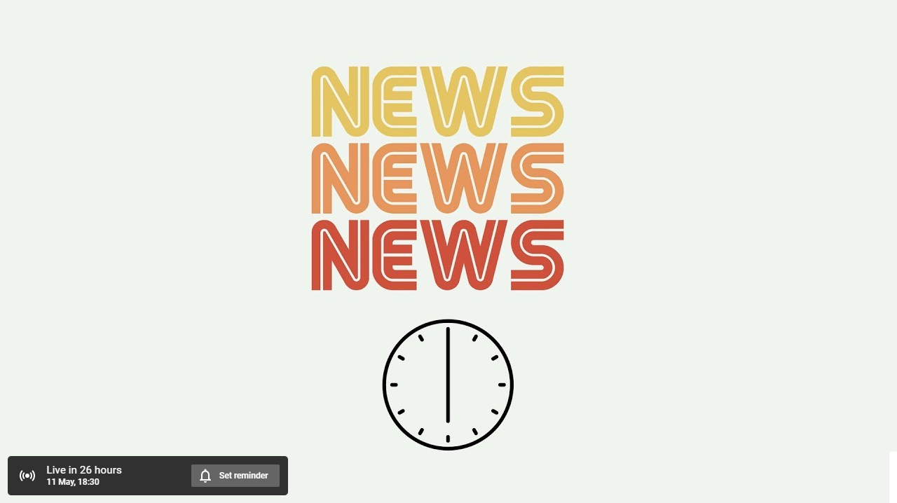 Artwork: News News News written in 70s style, clock pointing to 12.30 underneath