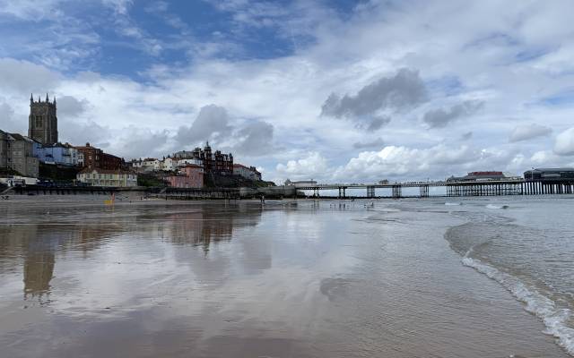 Cromer Beach looking towards the pier and town