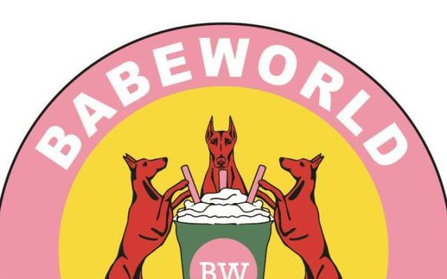 Babeworld logo - illustration of three animals drinking from large cup with straws